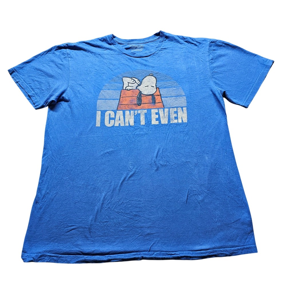 Peanuts Hybrid Snoopy I Can't Even Graphic T-Shirt Mens Large Blue Cotton Tee